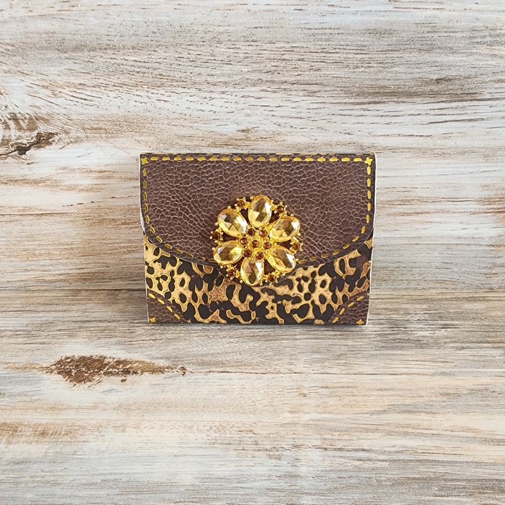 Brighton Leopard Print Pocket Notepad Rhinestone Flower Punch Studio G81270
